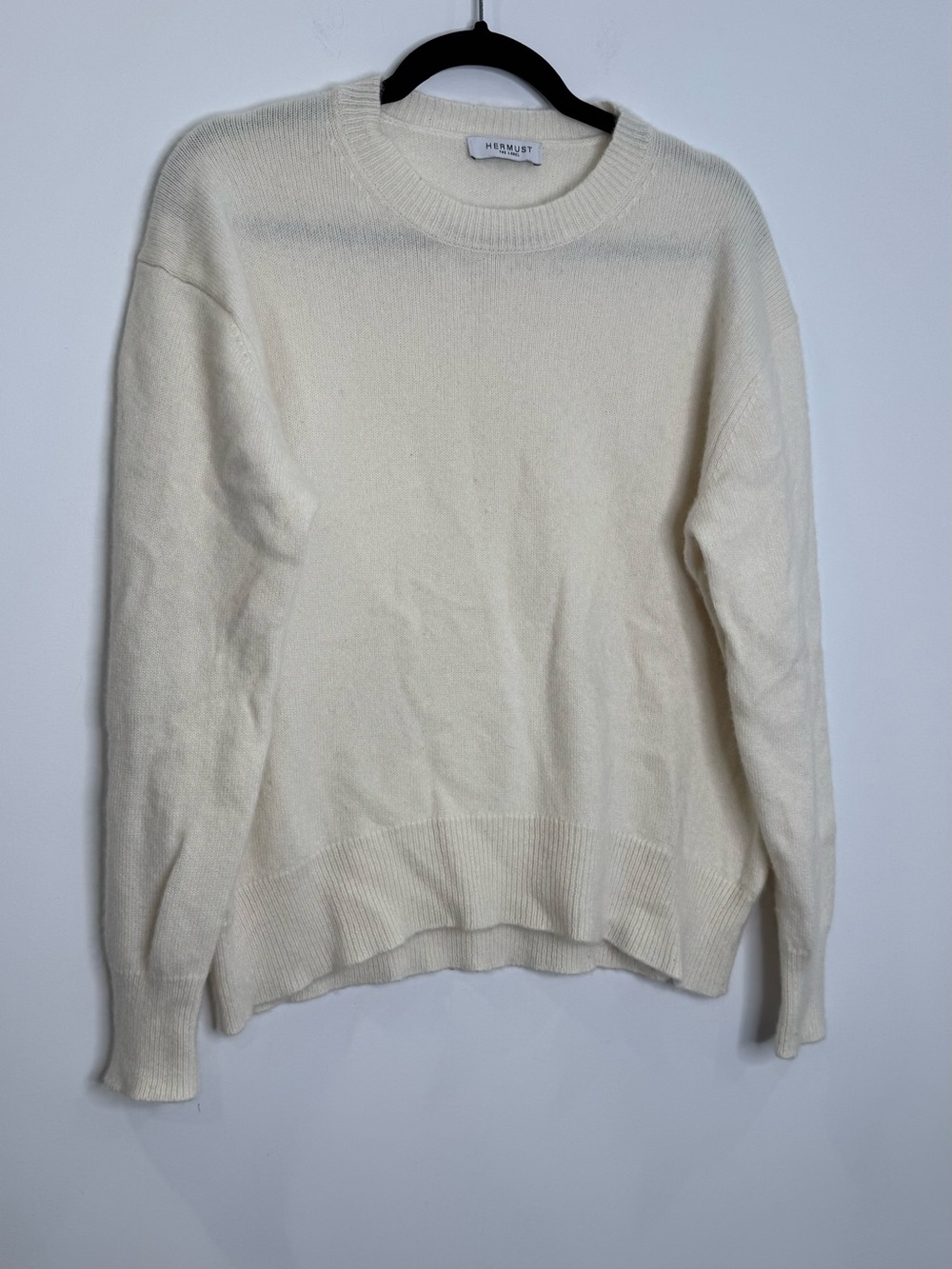 Hermust the label cashmere Cream Crewneck Sweater quiet luxury neutral sz medium